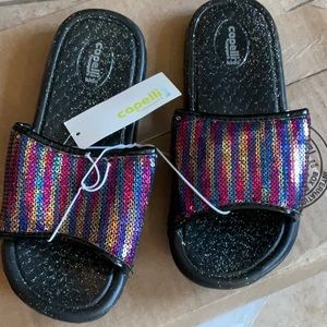 Capellini New York Kids Black & Multi Colored Sandals Size 3/4, NWT